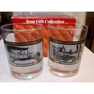 Vintage Pierce-Arrow 22k Gold Car Train America On Move Collection Glass Set